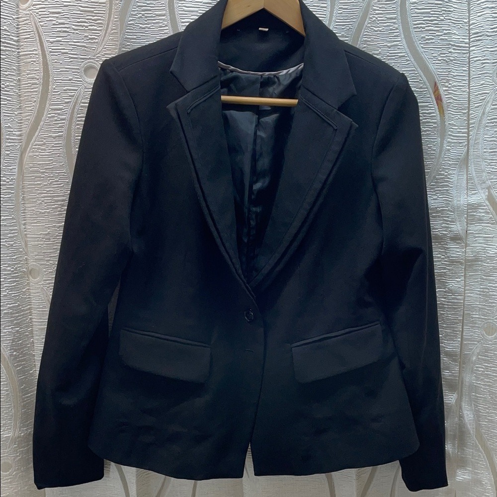 Professional Black Blazer S/P Single‎ Button Tailored Work Office Jacket